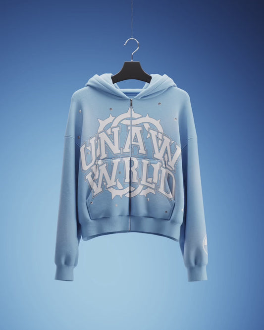 Ice Blue “Unaw Wrld” Hood